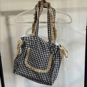 Checkered Black and Tan Shoulder Bag